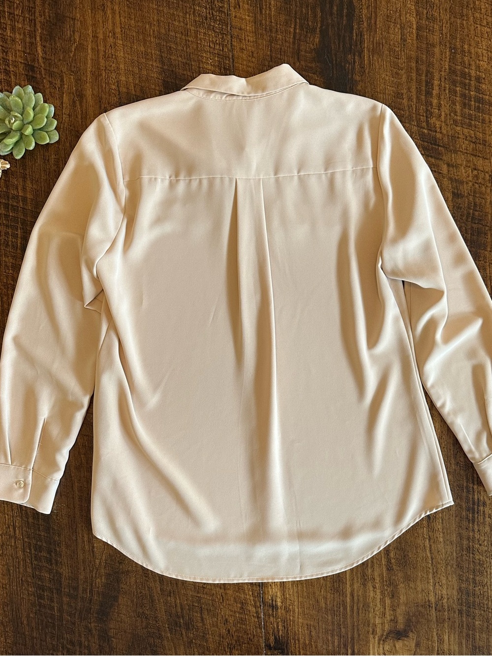 Alex Marie | Beige Minimalist Neutral Button Down Long Sleeve Blouse, Size M - Picture 2 of 7